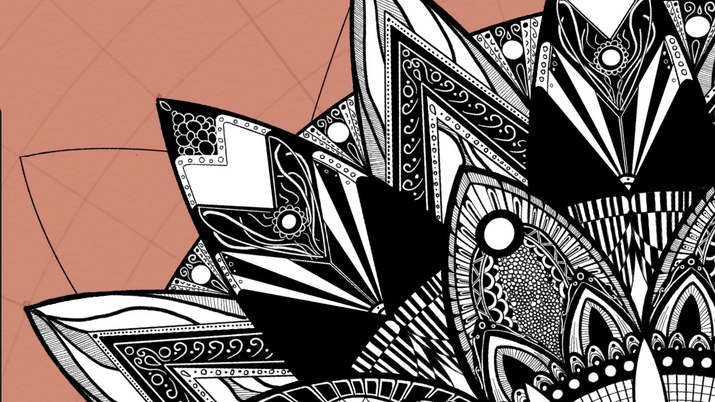 Zoomed view of in progress drawing