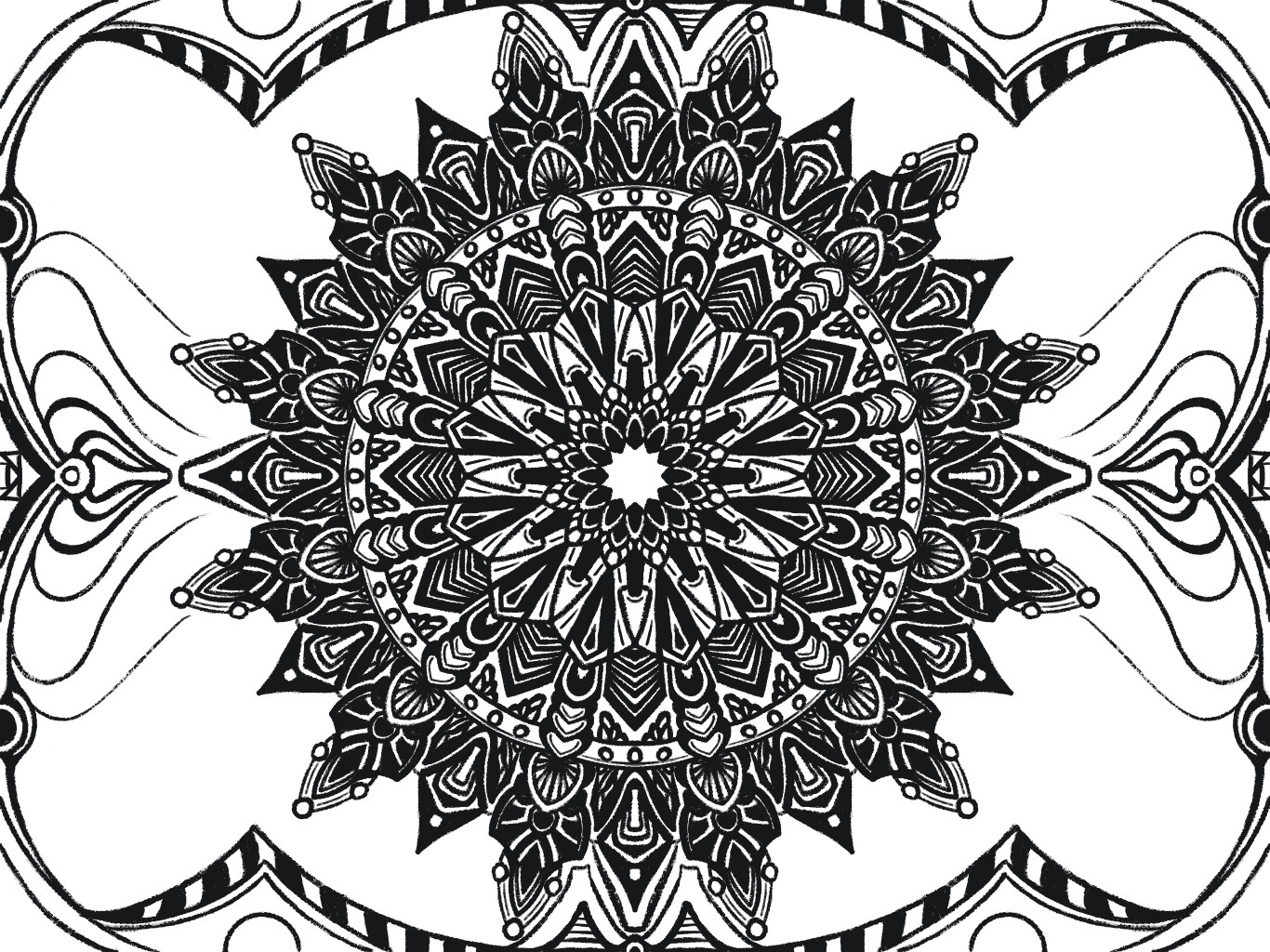 Radial symmetry drawing with rectangular border