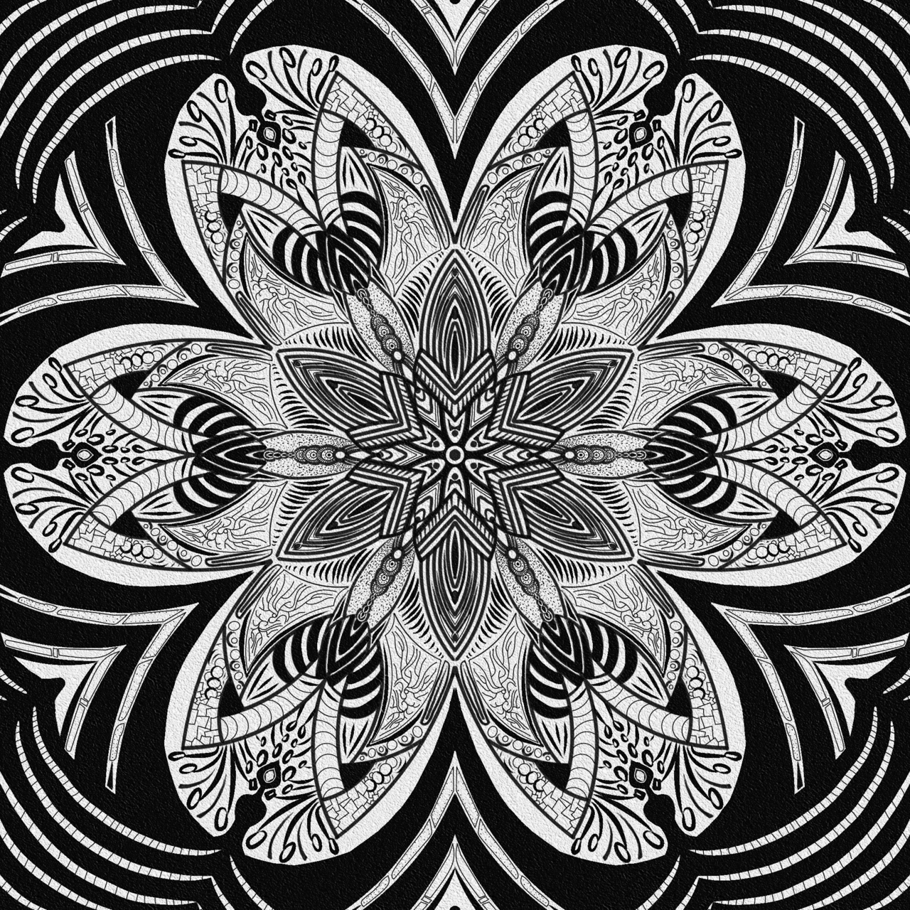 Black and white symmetrical drawing