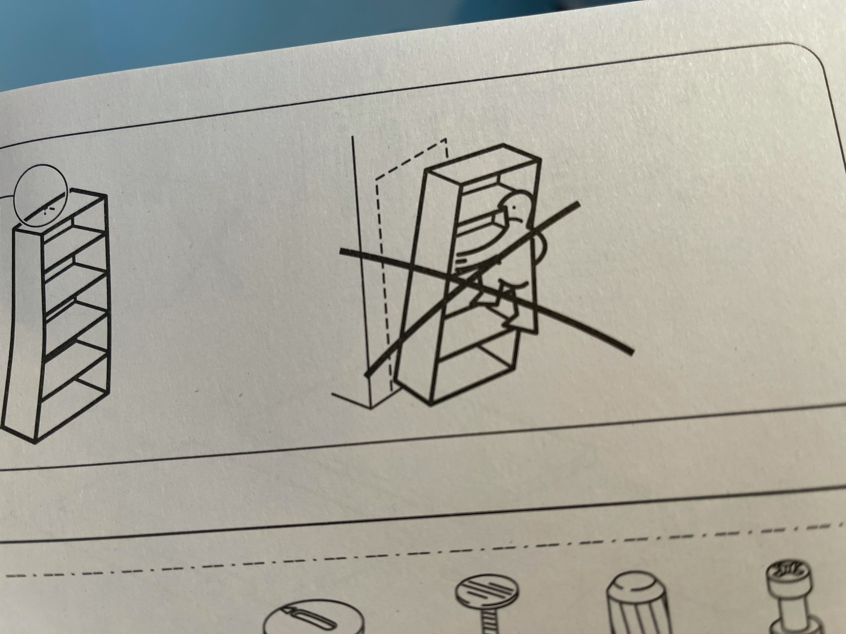IKEA illustration showing that one should not climb the shelf