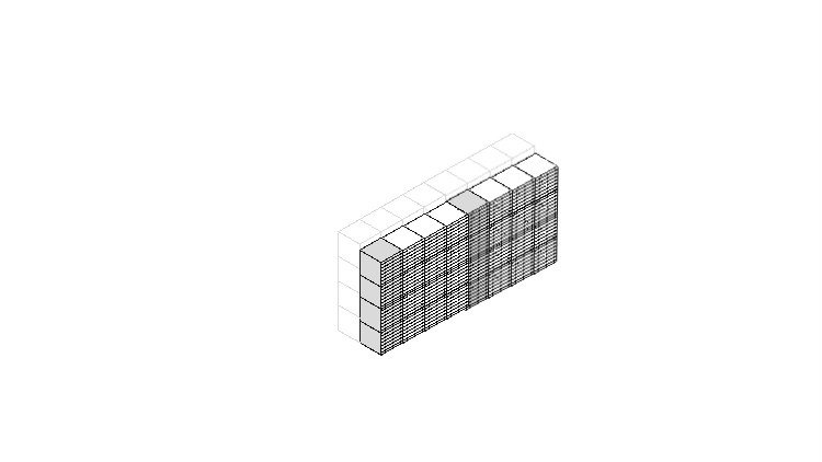Stacked cubes but some of the cubes are blurry