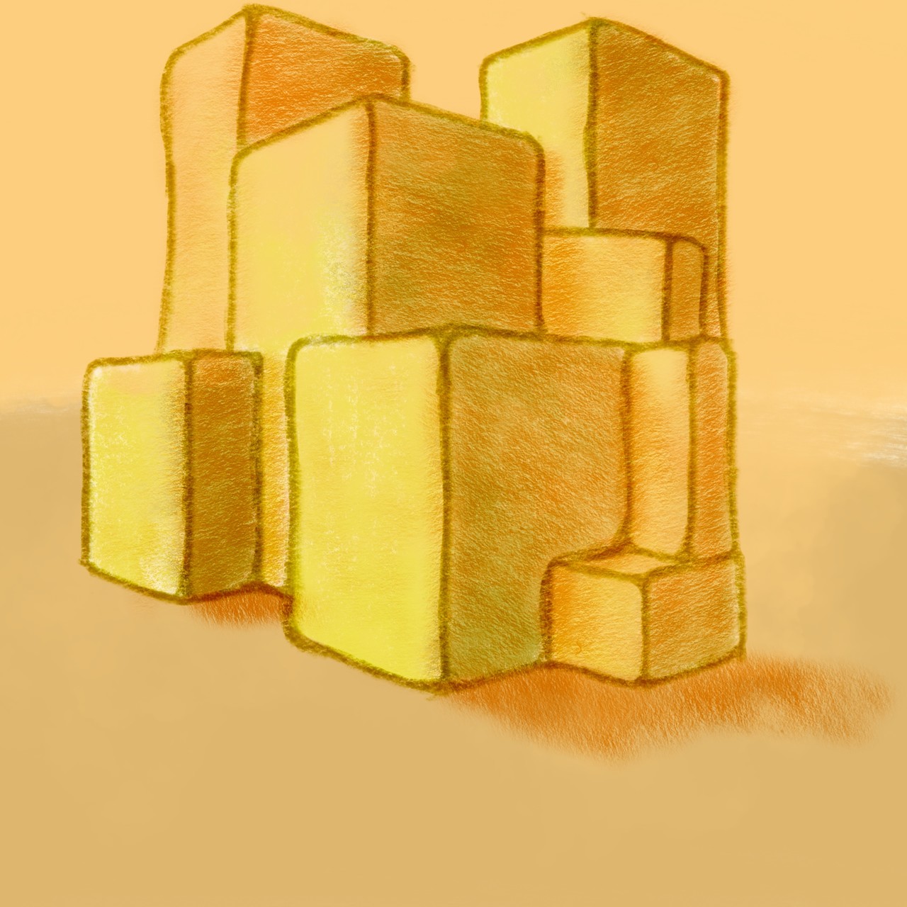 Yellow-orange boxes against an orange-yellow background 